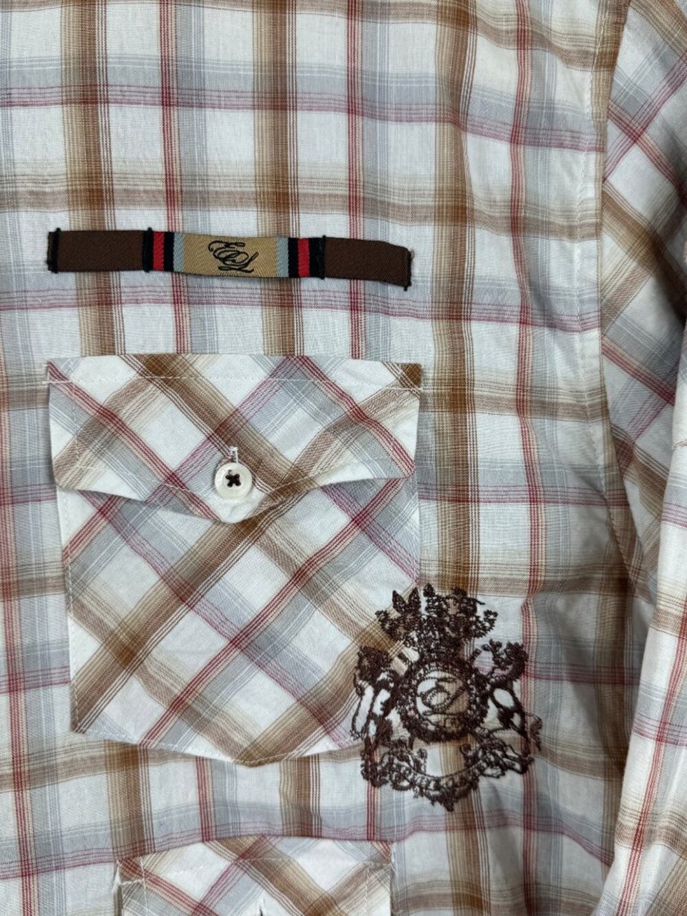 Vintage English Laundry Mens Plaid Shirt French Cuff Embroidered Sz XXL Cotton - Picture 4 of 16